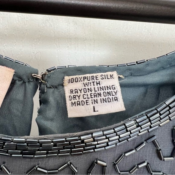 Laurence Kazar Swirl-Textured Short-Sleeve Blouse Womens Large 100% Pure‎ Silk - Picture 5 of 5